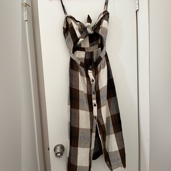 Reformation Riley Plaid Midi Front Tie Dress - Picture 3 of 4